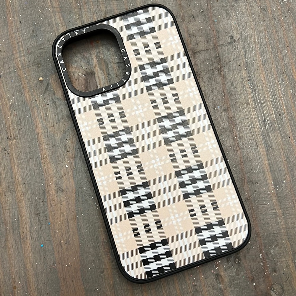 Casetify Plaid Phone Case - Black and Tan
